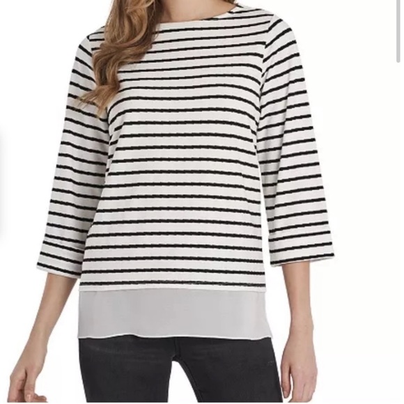 Vince Camuto Blue White Striped Knit Tunic Top Size XL New with tags - Picture 2 of 10